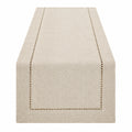 Chemin de table 180 x 40 cm en lin beige ajouré style classique