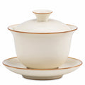 Gaiwan 180 ml en porcelaine ivoire - bol à thé avec couvercle et soucoupe