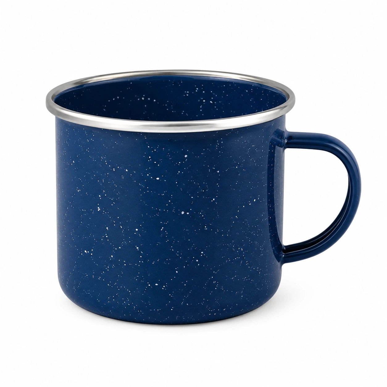 Mug en acier émaillé bleu moucheté 350 ml 8.5 x 9 cm avec anse style camping