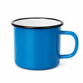 Mug 350 ml en acier émaillé bleu avec anse pour boissons chaudes et froides