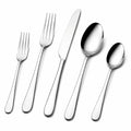 Set de couverts 5 pièces en acier inoxydable argenté style moderne pour table