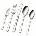 Ménagère 5 pièces en acier inoxydable argenté finition polie pour table