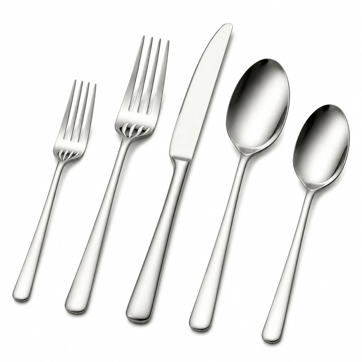 Ménagère 5 pièces en acier inoxydable argenté finition polie pour table