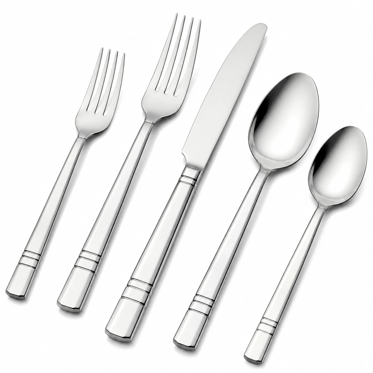 Couverts de table 5 pièces 22 cm acier inoxydable argenté finition polie