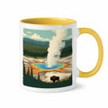 Mug en céramique 330 ml blanc et jaune - paysage géothermique avec anse