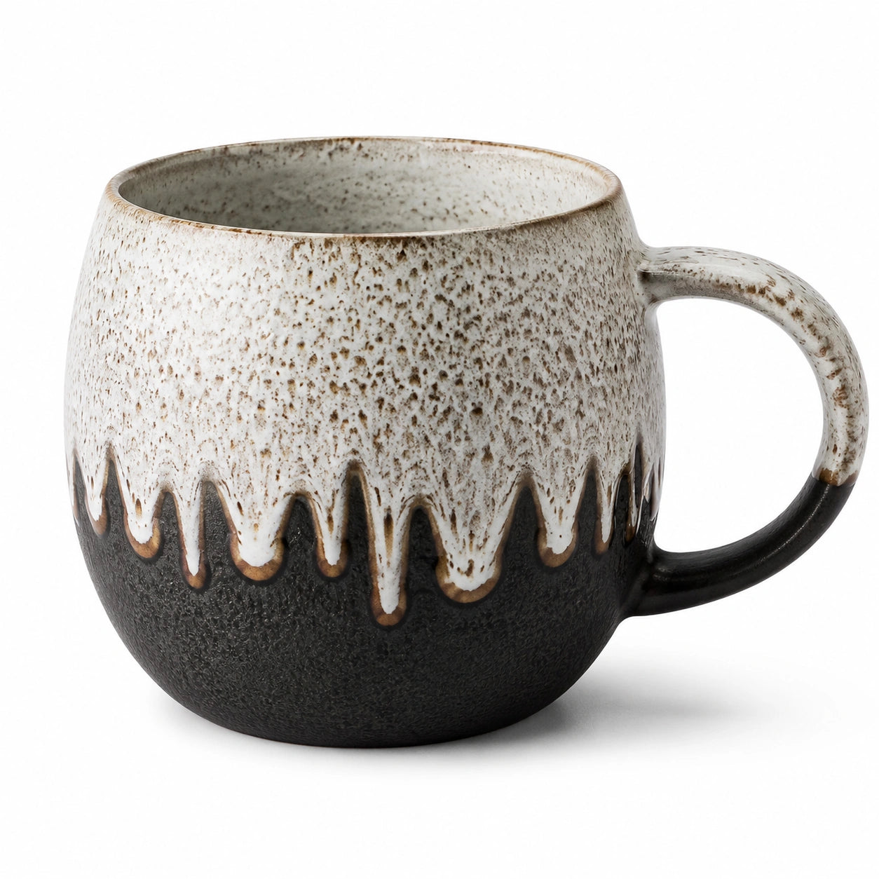 Mug en céramique 450 ml blanc noir moucheté style artisanal