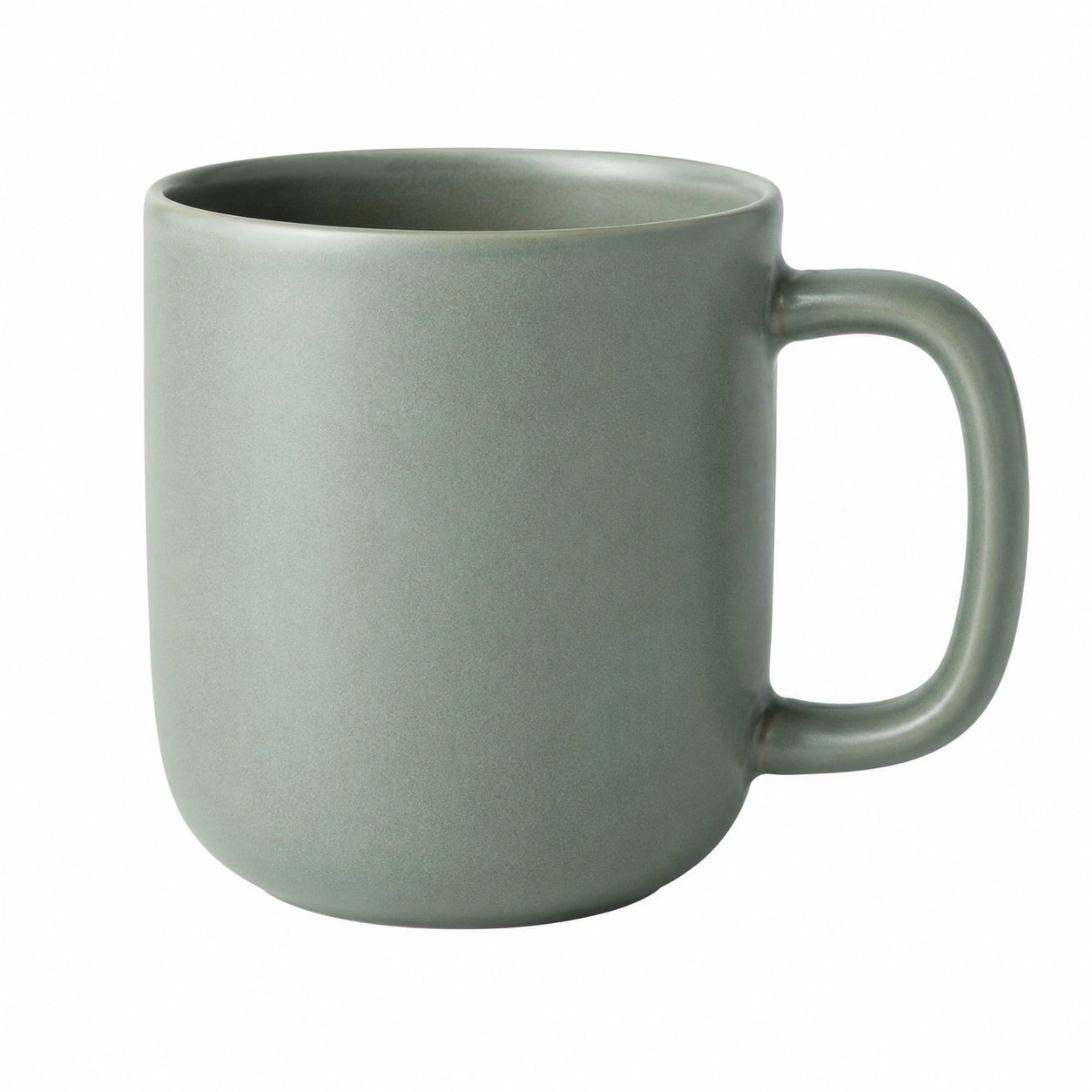 Mug 400 ml en grès vert sauge avec anse - tasse ronde pour boissons chaudes