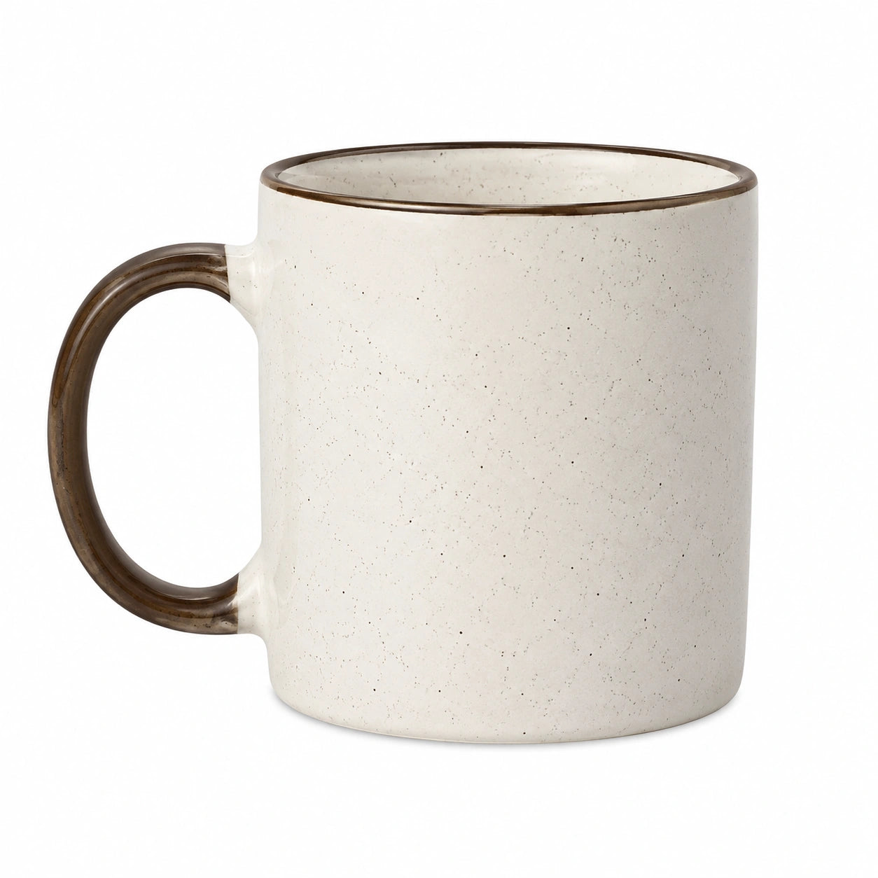 Mug 400 ml en céramique blanc et marron pour boissons chaudes style moucheté